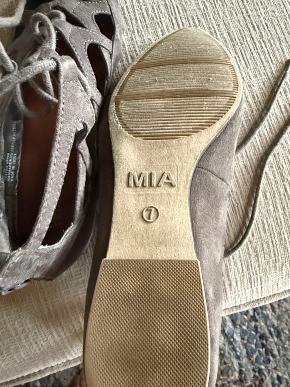 MIA Gray Suede Lace-Up Pointed Heels - Picture 3 of 3